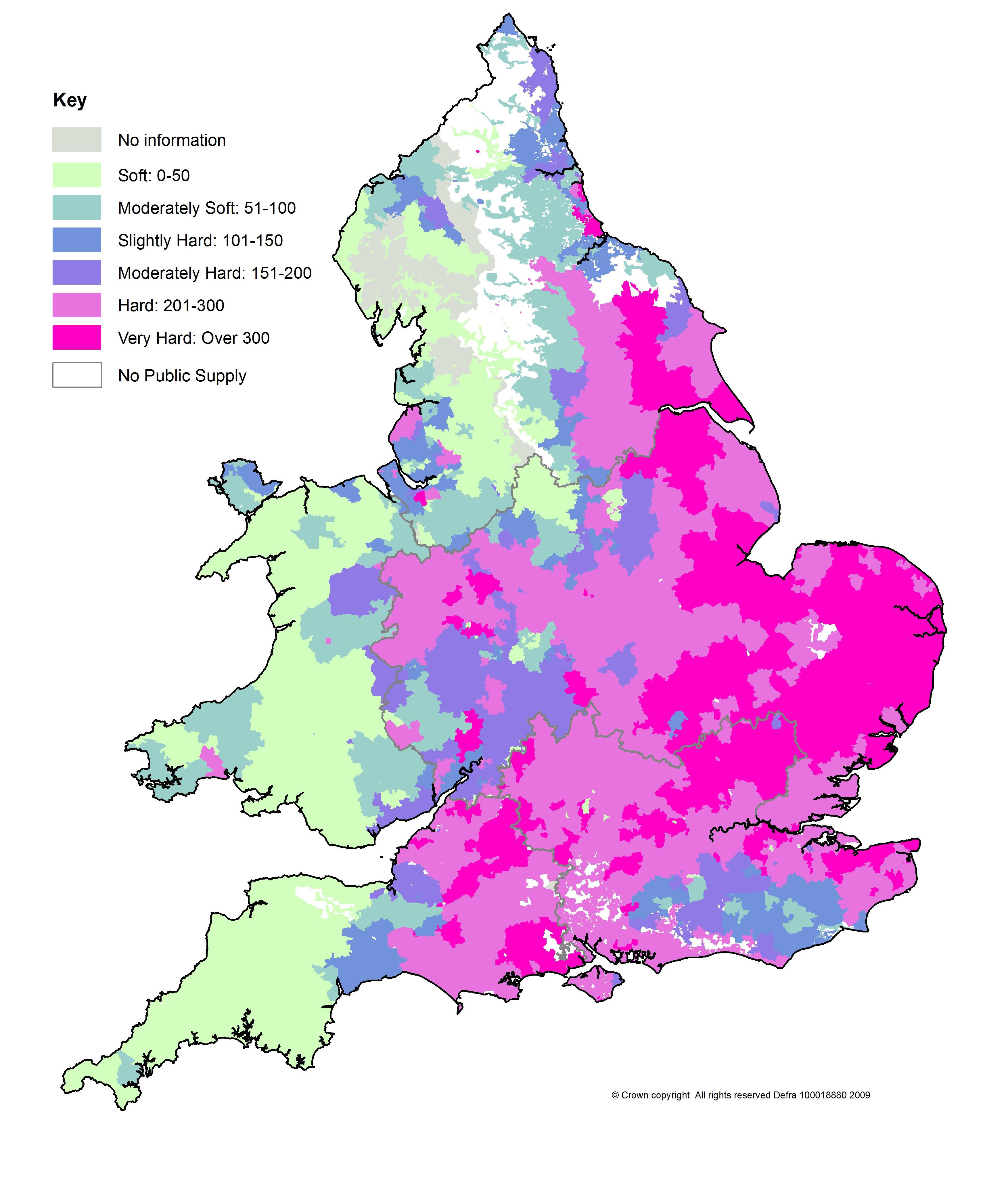 Hard Water Map of Uk