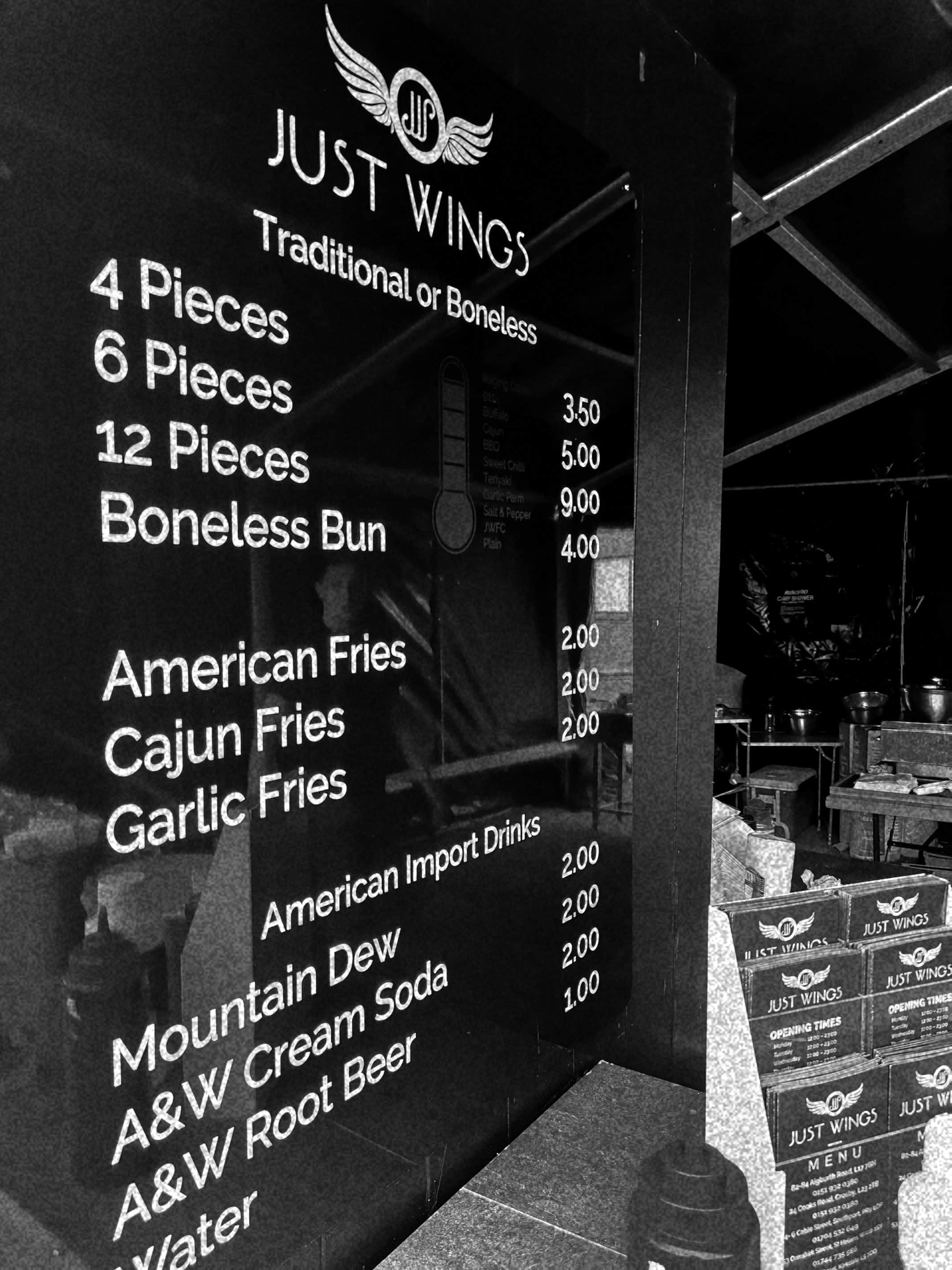 Just Wings price list for the 2019 Southport Food & Dring Festival ots news