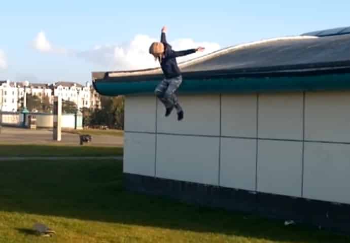 1 Daredevil skater uses ingenuity to plank over park cafe